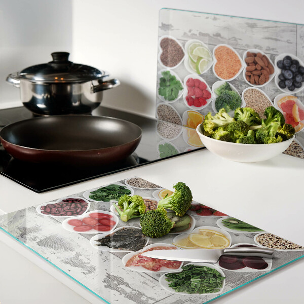Schneidebrett Glas mit Herz-Motiv für Obst und Gemüse