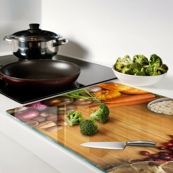 Glas schneidebrett Gemüse- und Obstmotiv