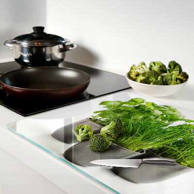 Glas Schneidebrett mit Motiv „Kräuter in Töpfen“