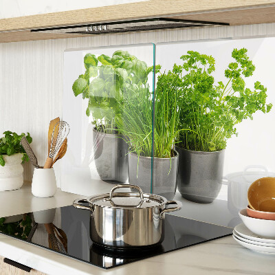 Glas Schneidebrett mit Motiv „Kräuter in Töpfen“