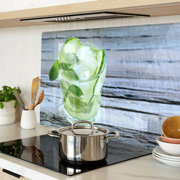 Glas schneidebrett mit Cocktail-Motiv und Minzdesign
