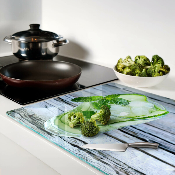 Glas schneidebrett mit Cocktail-Motiv und Minzdesign