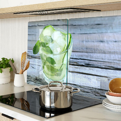 Glas schneidebrett mit Cocktail-Motiv und Minzdesign