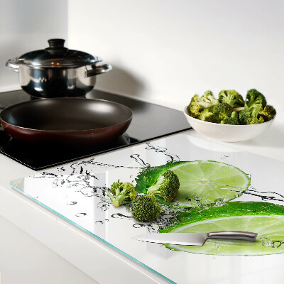 Schneidebrett Glas mit Motiv von Zitronen im Wasser