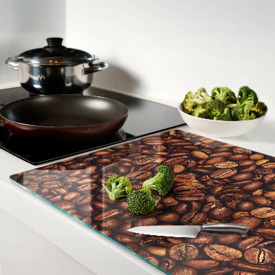 Glas-Schneidebrett mit Motiv von Kaffeebohnen