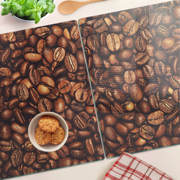 Glas-Schneidebrett mit Motiv von Kaffeebohnen