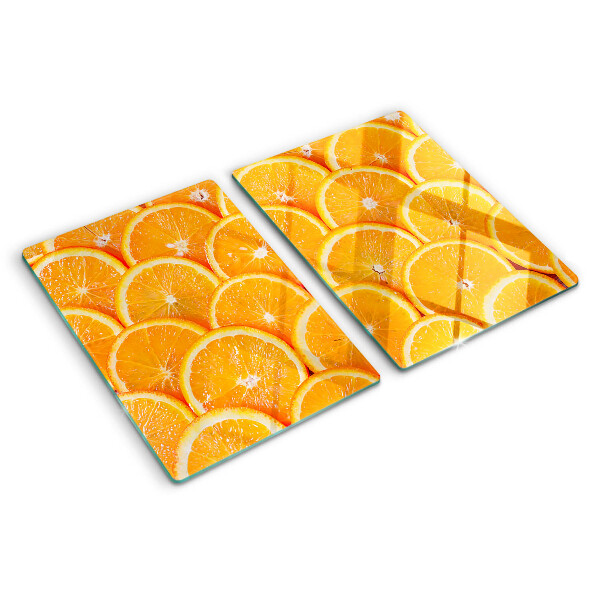 Schneidebrett Glas mit Orangenscheiben-Motiv