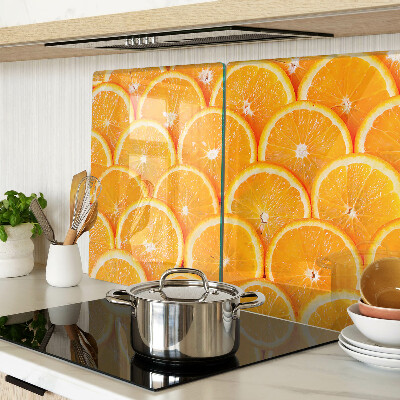 Schneidebrett Glas mit Orangenscheiben-Motiv