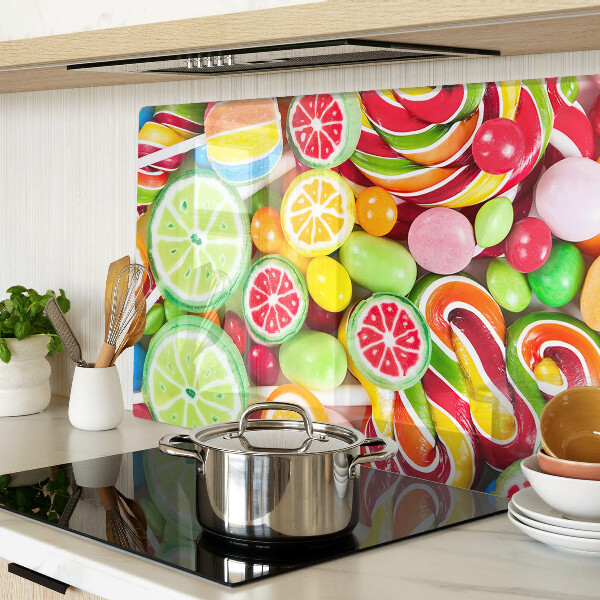 Glas schneidebrett Süßigkeiten und Früchte