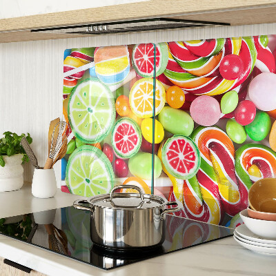 Glas schneidebrett Süßigkeiten und Früchte