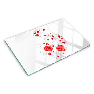 Schneidebrett Himbeerblasen in Wasser