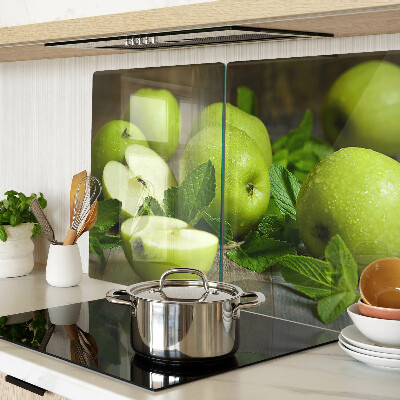 Schneidebrett glas Grüne Äpfel mit Minze