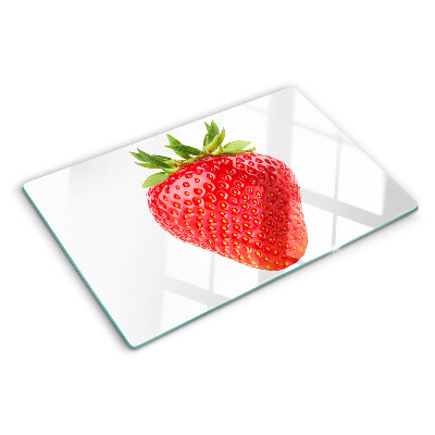 Glas schneidebrett Erdbeere auf weißem Hintergrund
