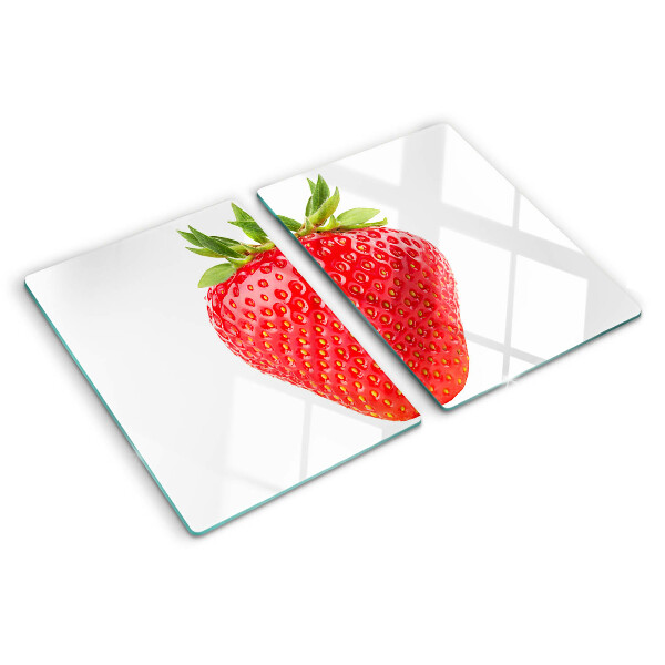 Glas schneidebrett Erdbeere auf weißem Hintergrund
