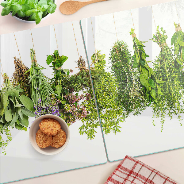 Glas schneidebrett Kräuter in Hängeampeln
