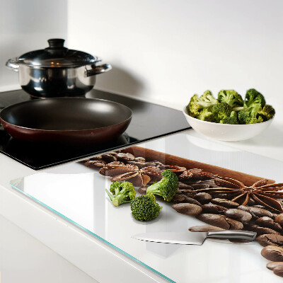 Schneidebrett Glas mit Motiv Kaffee und Gewürze