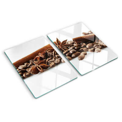 Schneidebrett Glas mit Motiv Kaffee und Gewürze