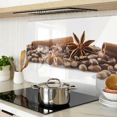 Glas schneidebrett Gewürze und Kaffeebohnen