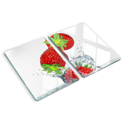 Glas-Schneidebrett mit Motiv von Erdbeeren in Wasser