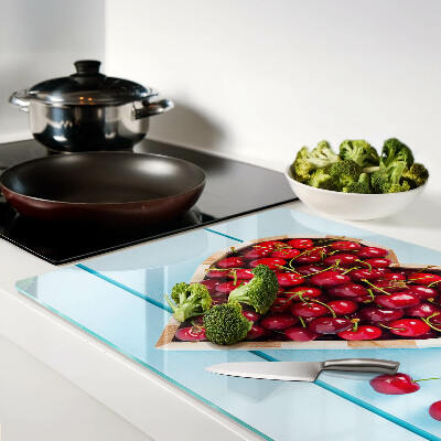 Schneidebrett glas Kirschen im Herzen