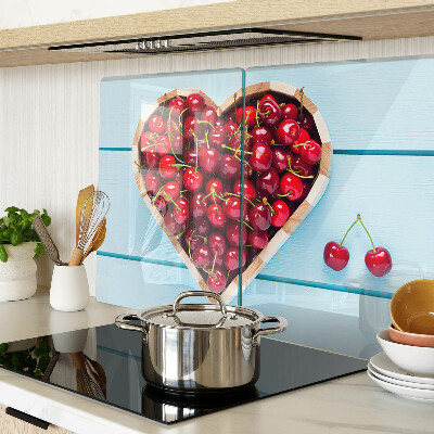 Schneidebrett glas Kirschen im Herzen