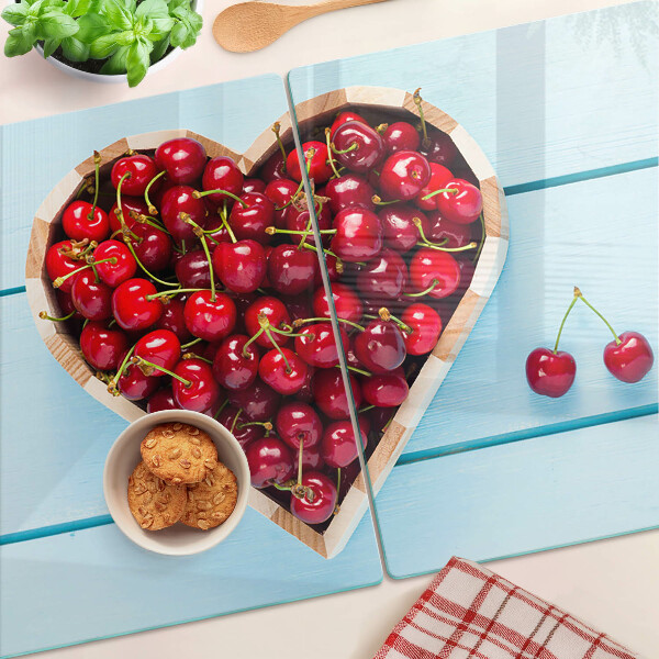 Schneidebrett glas Kirschen im Herzen