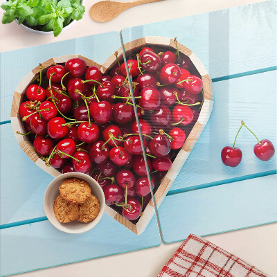 Schneidebrett glas Kirschen im Herzen