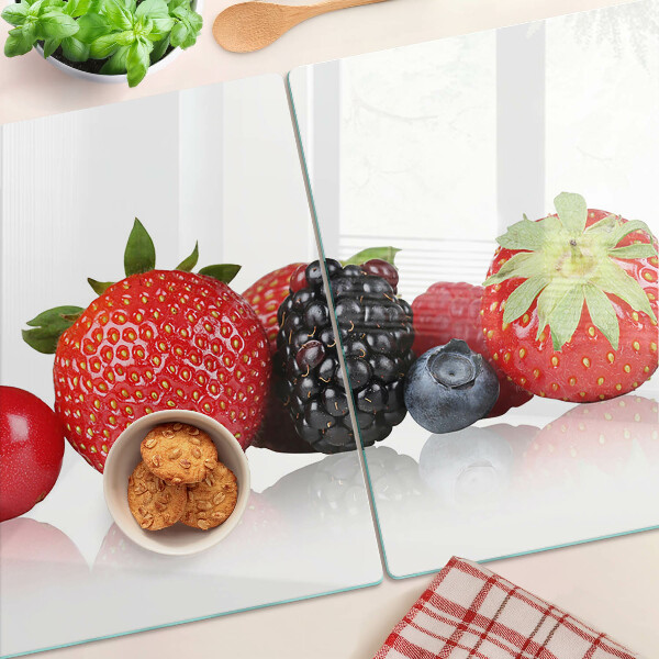Schneidebrett Glas mit Motiv Waldfrüchte