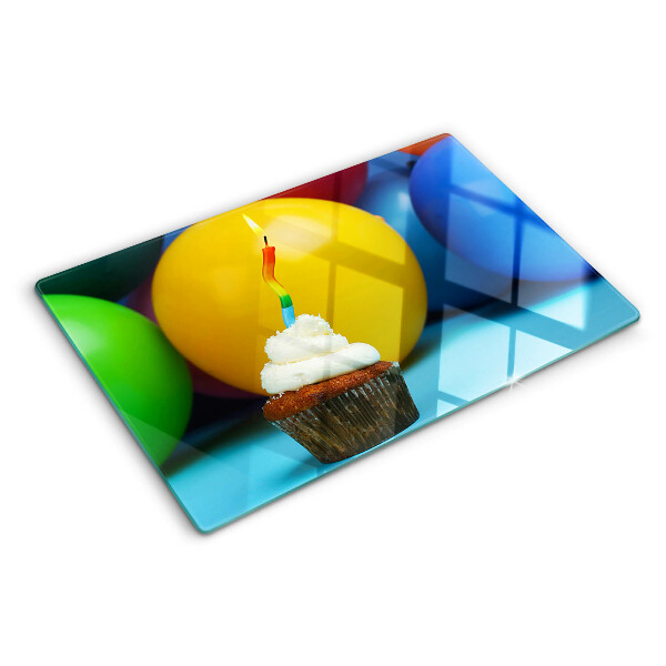 Schneidebrett Geburtstagscupcake mit Luftballons