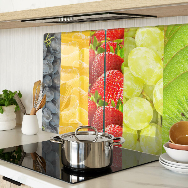 Glas-Schneidebrett mit gestreiftem Motiv und Fruchtdesign