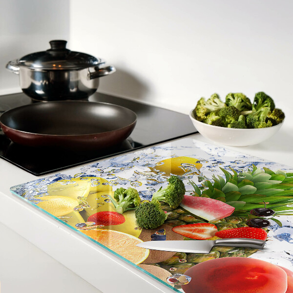 Schneidebrett glas Früchte im Wasser