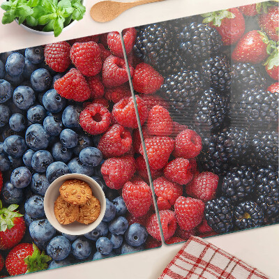 Schneidebrett Glas mit Motiv Waldfrüchte