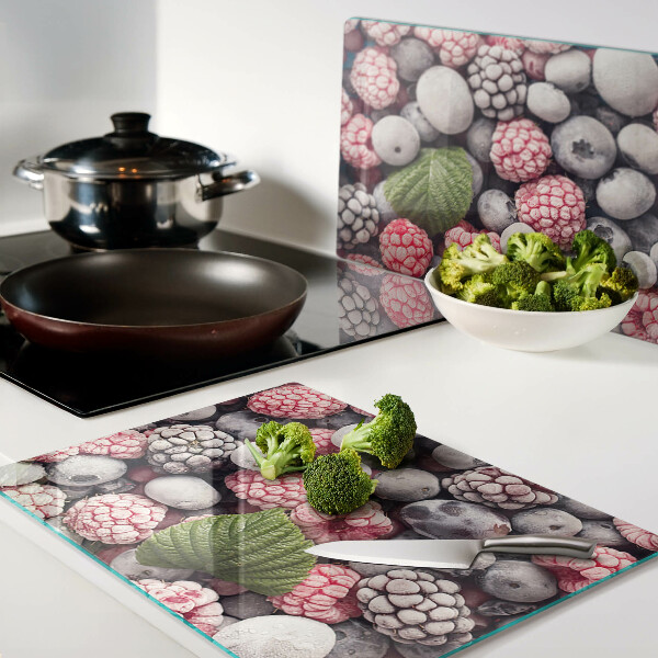 Glas-Schneidebrett mit Motiv Waldfrüchte