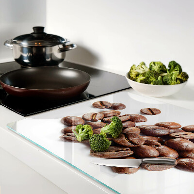 Schneidebrett glas Kaffeebohnen