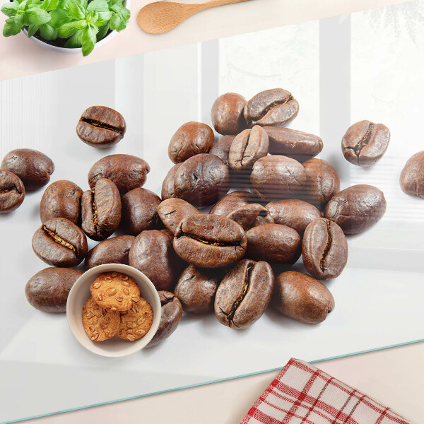 Schneidebrett Glas mit Motiv Kaffeebohnen