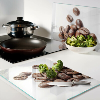 Schneidebrett Glas mit Motiv Kaffeebohnen