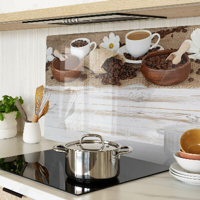 Schneidebrett mit Motiv von Kaffee und Kaffeebohnen