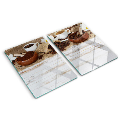 Schneidebrett mit Motiv von Kaffee und Kaffeebohnen