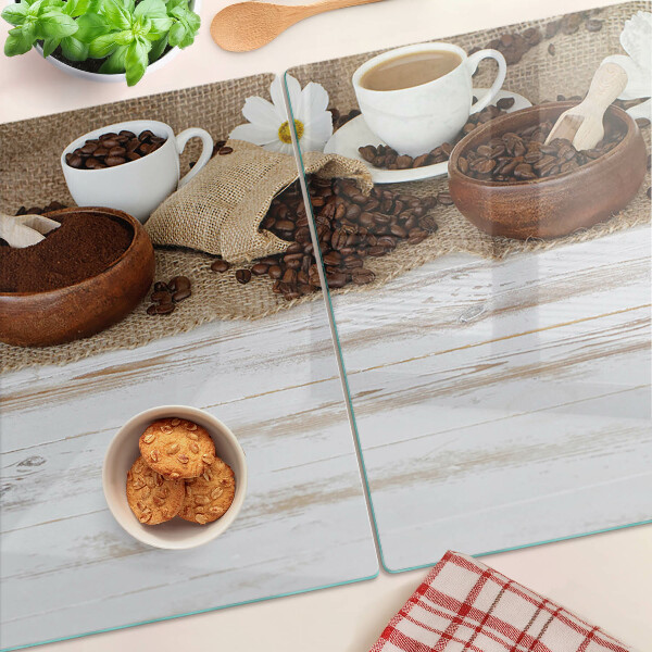 Schneidebrett mit Motiv von Kaffee und Kaffeebohnen
