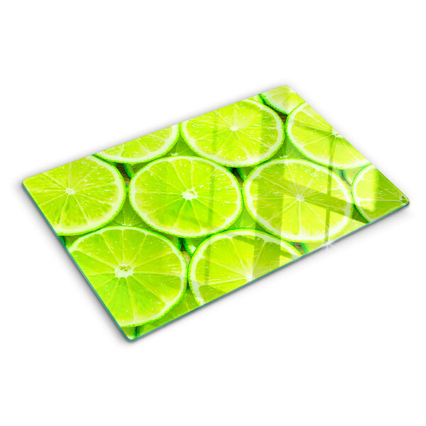 Schneidebrett Glas mit Motiv aus Limettenscheiben