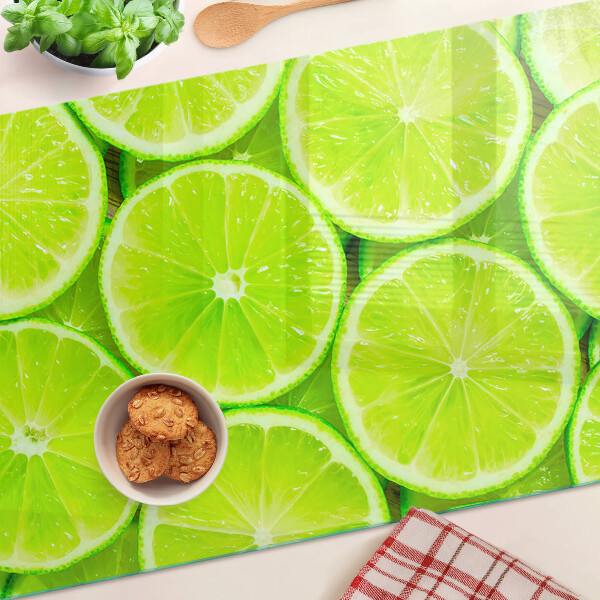 Schneidebrett Glas mit Motiv aus Limettenscheiben