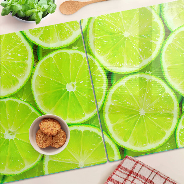 Schneidebrett Glas mit Motiv aus Limettenscheiben