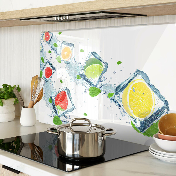 Glas schneidebrett Fruchtmotiv mit bunten Scheiben