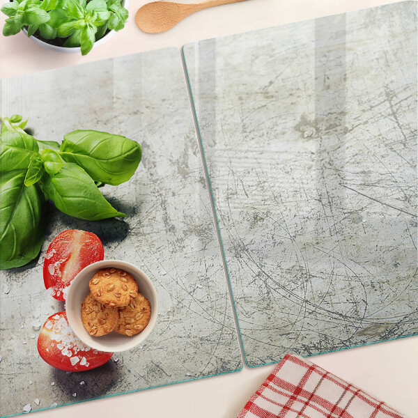 Schneidebrett Glas mit Motiv Tomaten, Basilikum und Salz