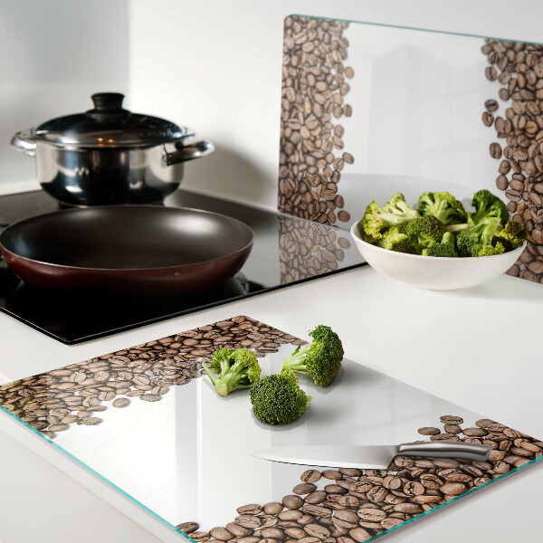 Glas-Schneidebrett mit Motiv Kaffeebohnen
