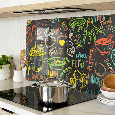 Schneidebrett Glas mit kulinarischem Motiv