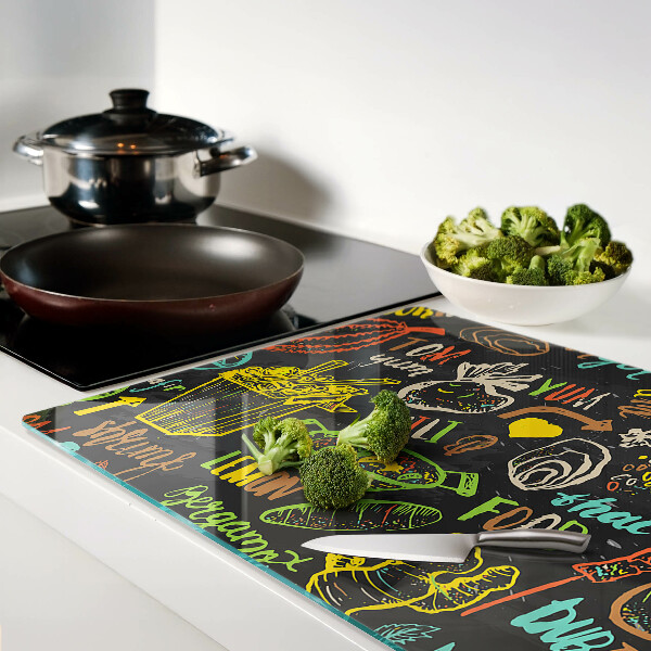 Schneidebrett glas Kulinarisches Thema mit Essen