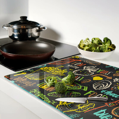 Schneidebrett Glas mit kulinarischem Motiv