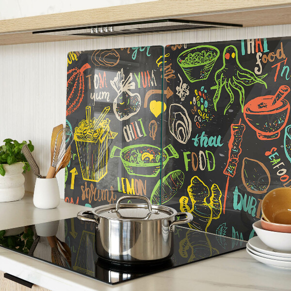 Schneidebrett glas Kulinarisches Thema mit Essen