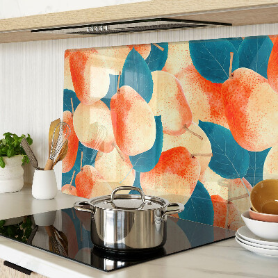 Schneidebrett glas Pfirsiche vor dem Hintergrund von Blättern